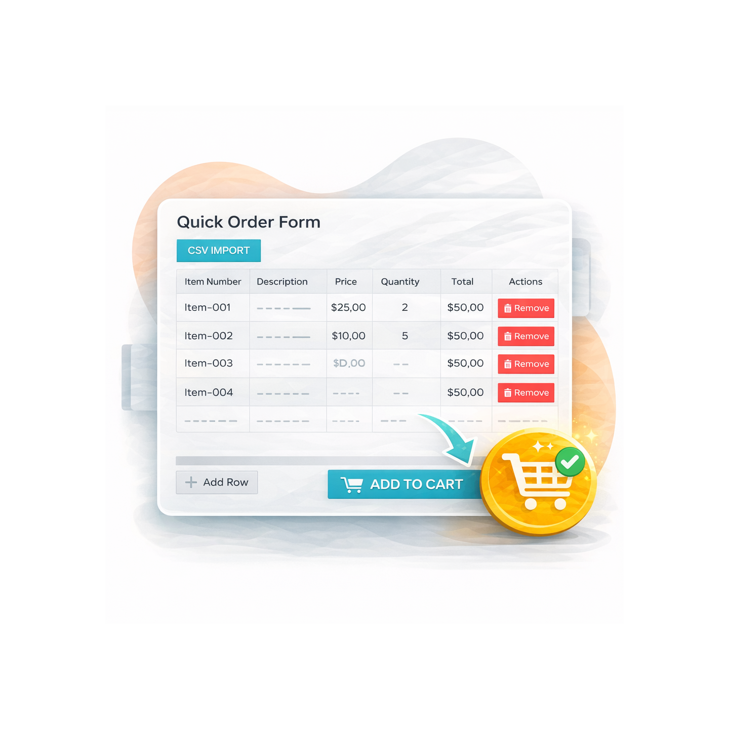 Schnellbestellformular, für B2B‑ und Großbestellungen