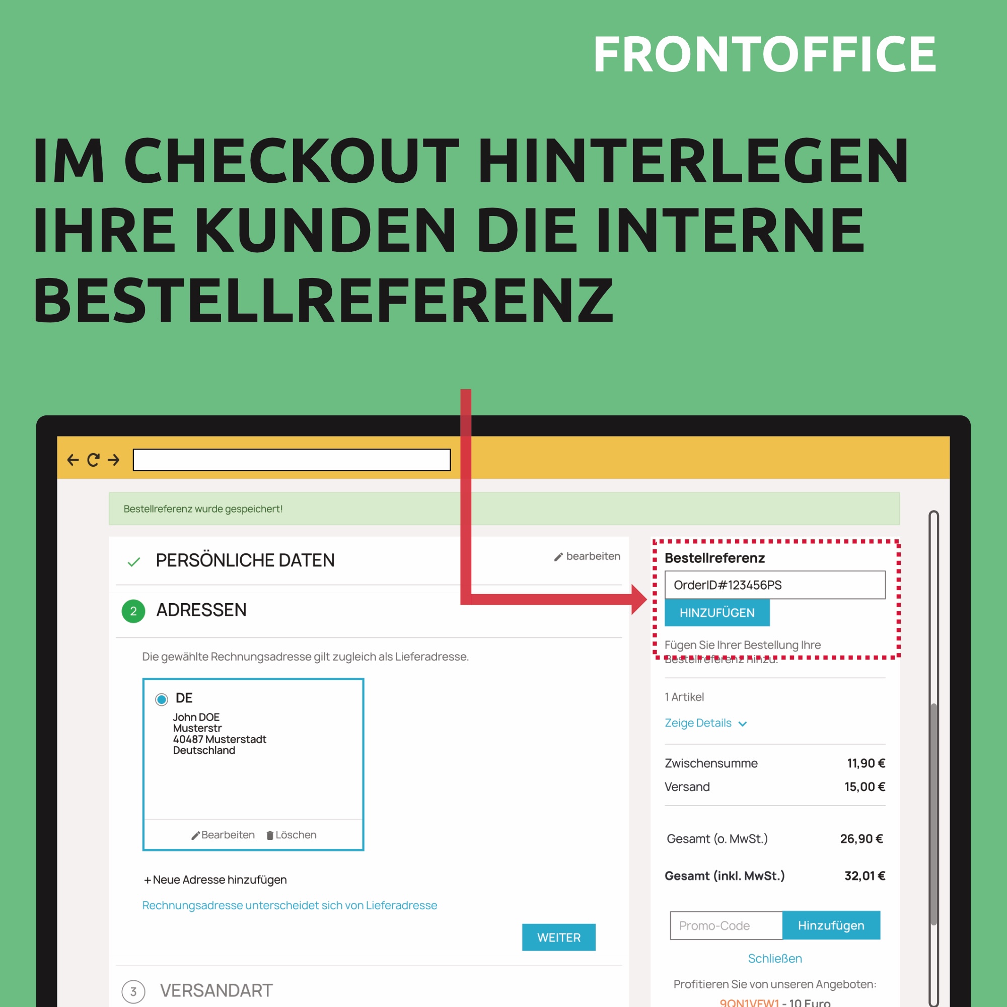 Prestashop Kunden Bestell Referenz im Checkout - Warenkorb