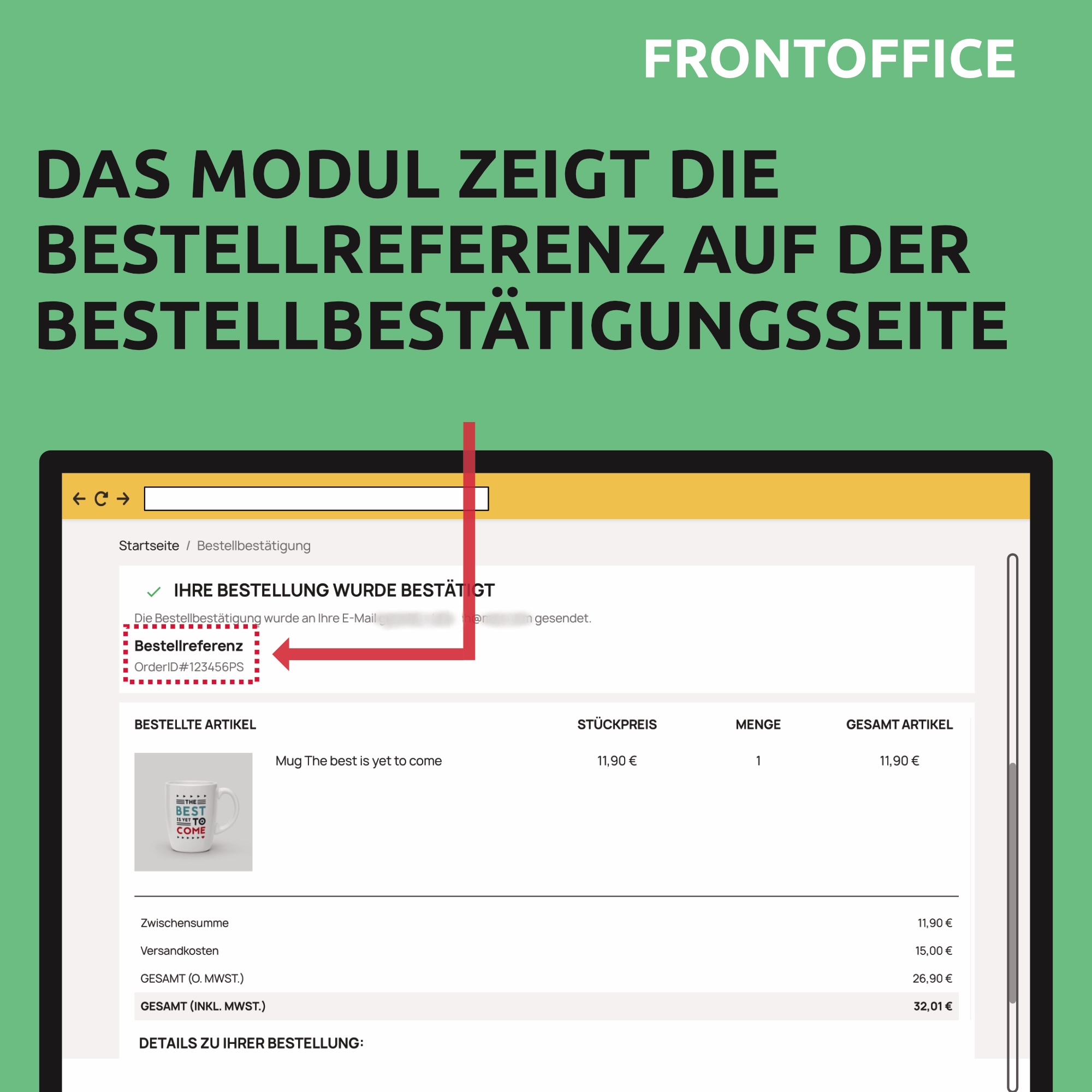 Prestashop Kunden Bestell Referenz im Checkout - Bestellbestaetigung