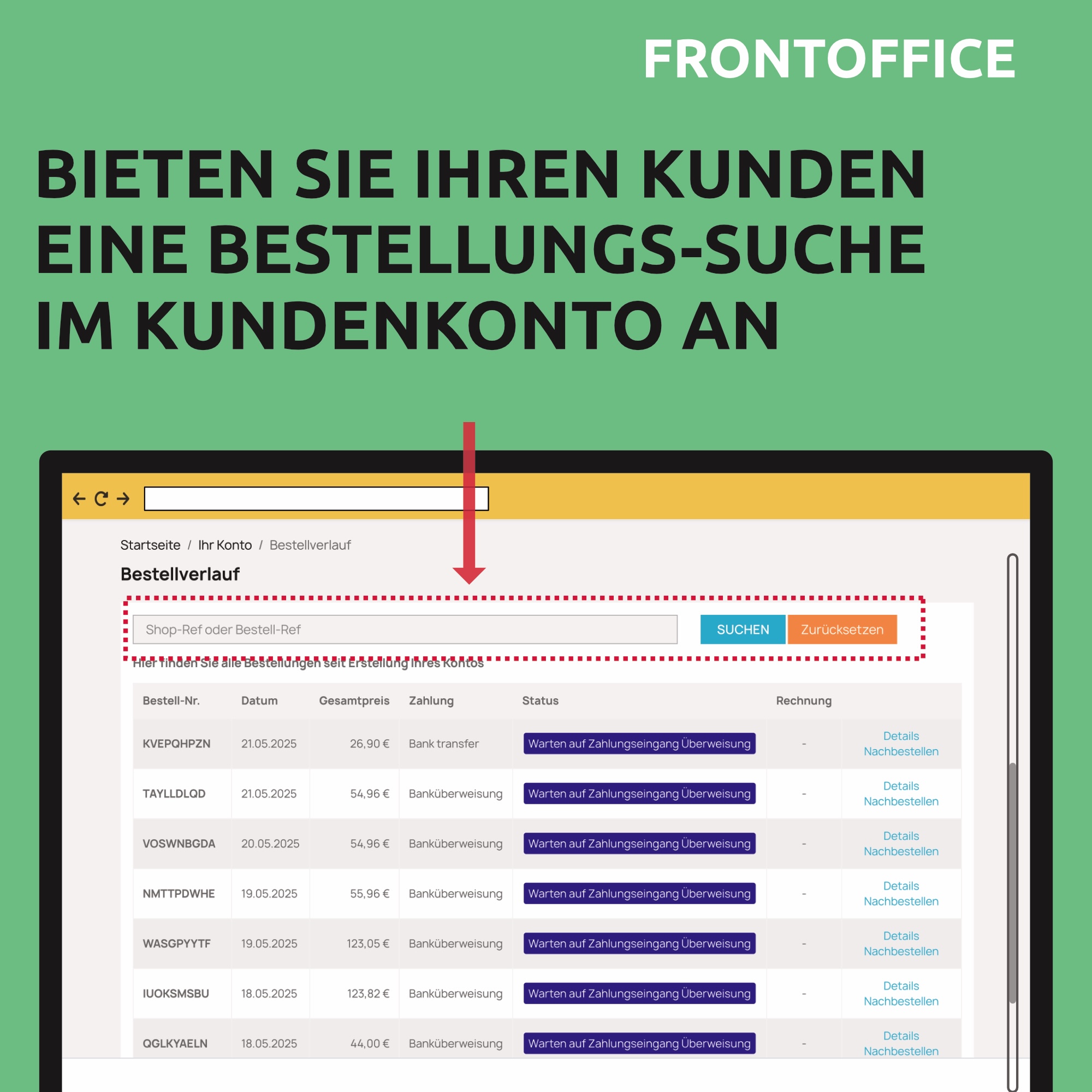 Prestashop Kunden Bestell Referenz im Checkout - Bestelldetailverlauf - History