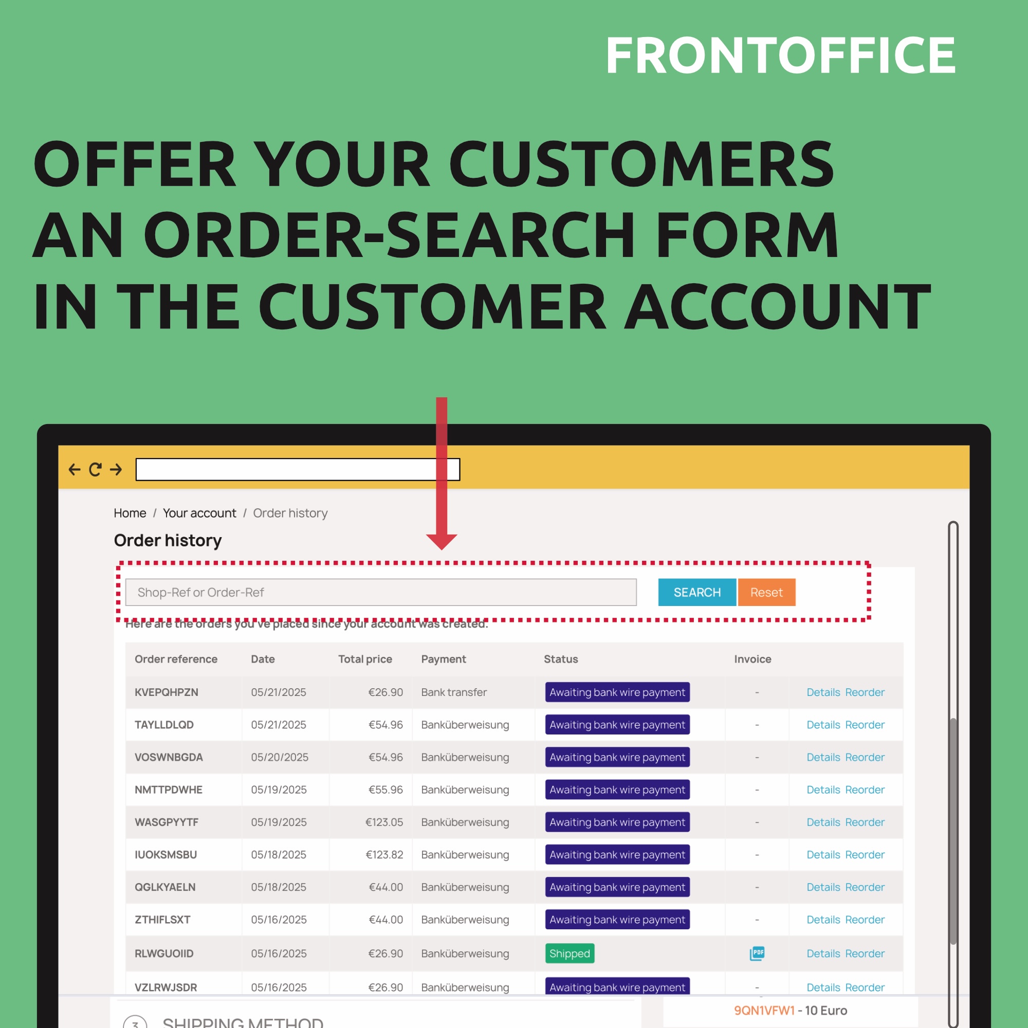 PrestaShop Customer Order Reference in Checkout - Order History
